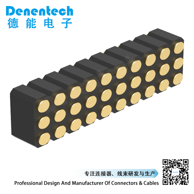 Denentech 2.54MM pogo pin H4.0MM triple row female straight SMT spring loaded pogo pin waterproof connector